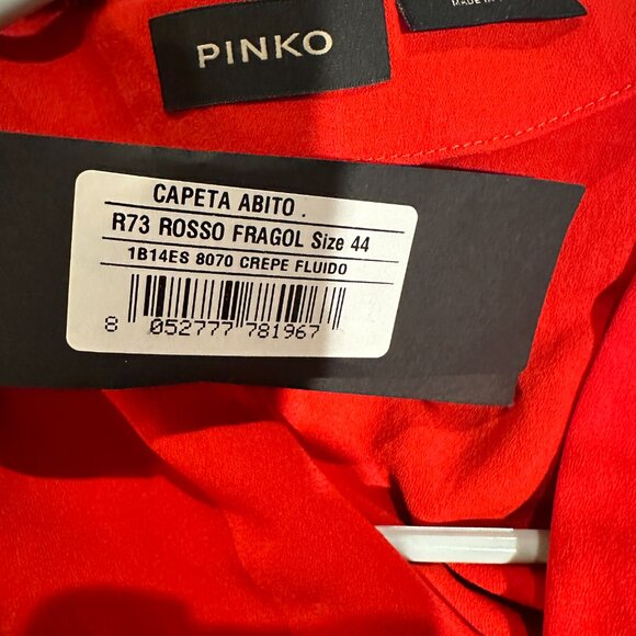 Pinko Capeta Abito Red Dress - Size 44 - Picture 3 of 4